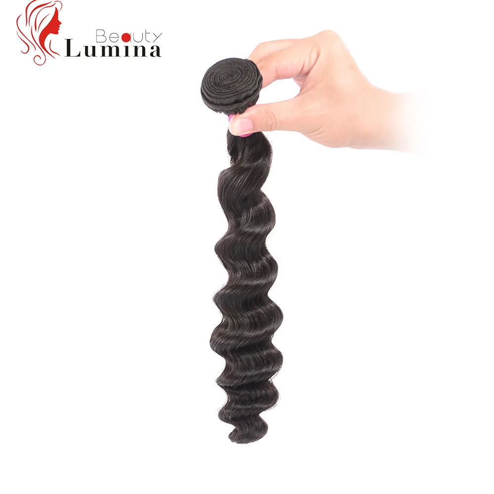 Beauty Lumina свободный шиньон с глубокими волнами волос 3 шт./партия бразильские человеческие волосы пучки молодой поставщик Даритель натуральный цвет без сараев