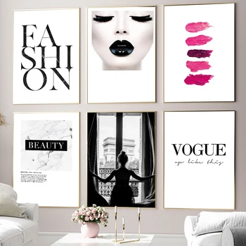 

Window Sexy Girl Fashion Poster Vintage Canvas Art Print Women Beauty Lipstick Wall Art Pictures Canvas Painting For Living Room