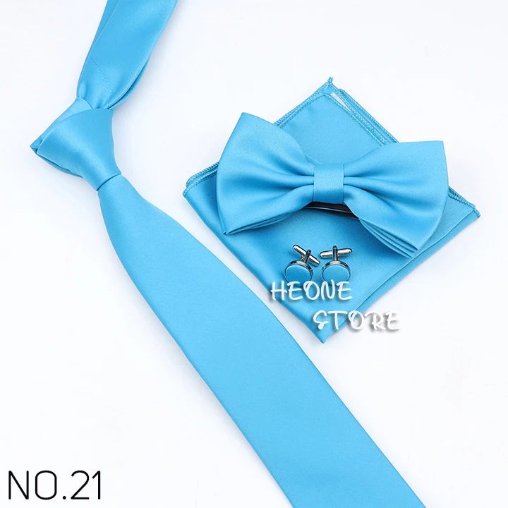 Neue Licht Einfarbige Krawatte Bowtie Set Herren Hohe Qualität Mode Schmetterling Blau Schwarz Rosa Krawatte Manschettenknöpfe Volle Set Krawatten geschenk – Detail 22