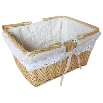 

Wicker Picnic Basket,Easter Storage,Children's Toy Storage with Lining