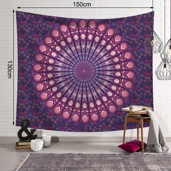 

Round Hippie Mandala Peacock Flower Indian Tapestry Wall Hanging Bohemian Beach Towel Polyester Thin Blanket Yoga
