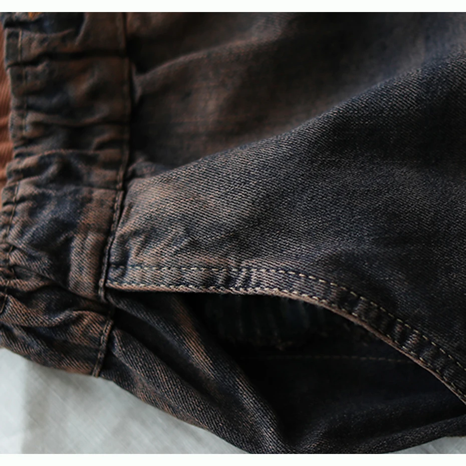 Женские джинсы деним брюки повседневные длинные большие свободные вышивка Божья коровка рваные отбеленные для осени AZ30212018
