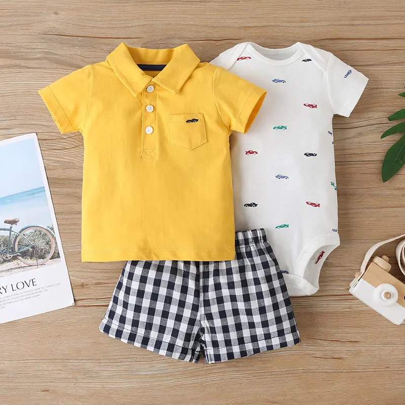 baby clothing set line 3pcs Summer 2022 Baby Bodysuit Toddler Boys Clothing Sets Casual Short Sleeve T-shirt + Shorts Girl Clothing Baby Boys Outfit Baby Clothing Set best of sale