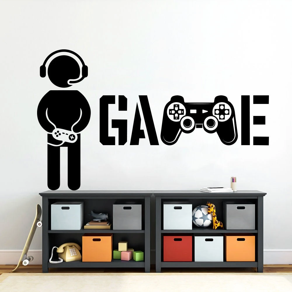Game Wall Decal Game Handle Wall Decor Stickers Boys Bedroom Playroom Home Decoration 