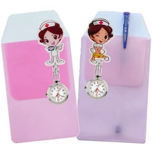 Модные мужские и женские часы для медсестры с 3D героями мультфильмов унисекс медицинская карманная Вешалка-зажим часы герметичные ПВХ пеналы для ручек чехол