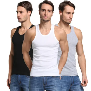 

2020 Men's Large Size Tank Top Summer Cotton Round Neck Breathable Bottoming Sports Solid Color Race