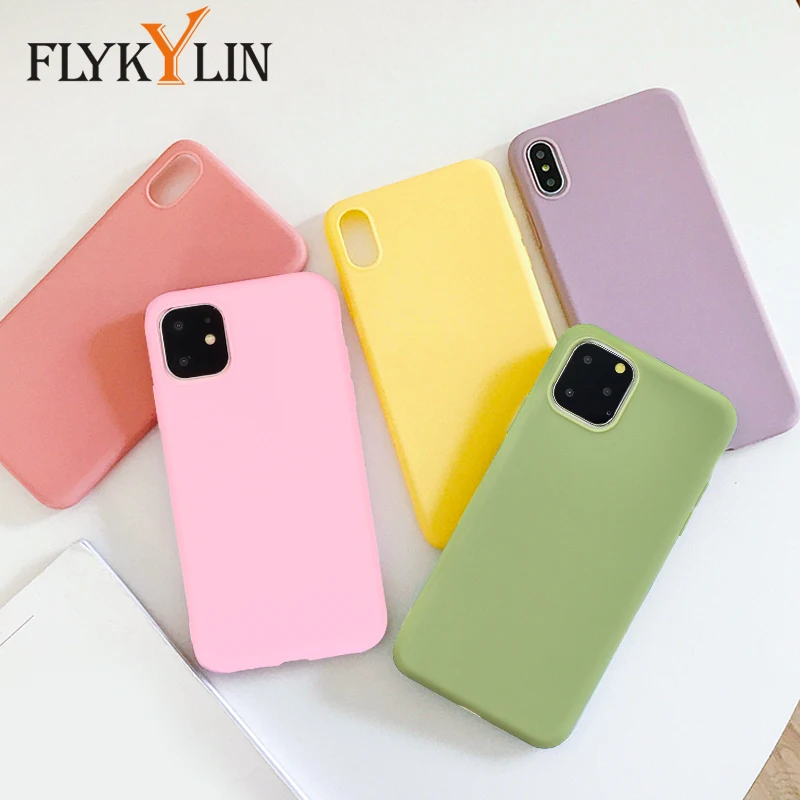 Силиконовый чехол FLYKYLIN для iPhone 11 Pro Max 6 S 7 8 Plus X XS XR тонкий мягкий матовый телефона