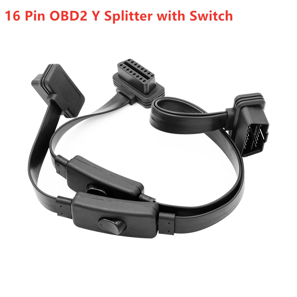 Удлинительный кабель полный 16 pin 2 в 1 с переключателем obd obd2 16 Pin OBD2 Y сплиттер с переключателем штекер на двойной женский