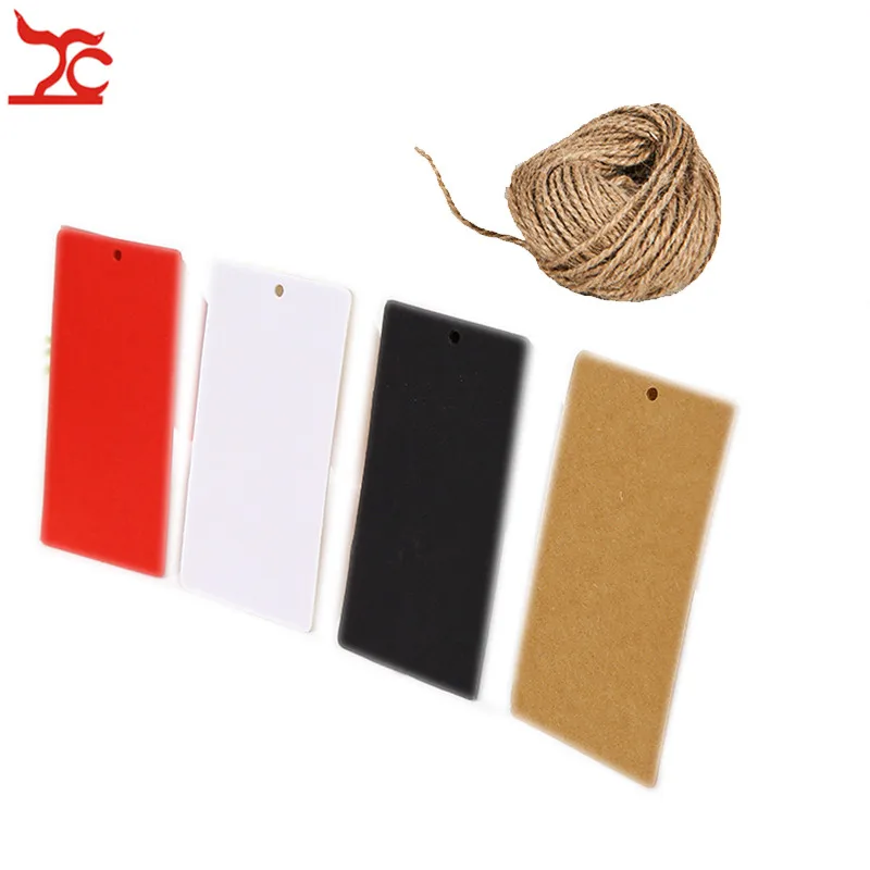 Wholesale 1000Pcs Kraft Paper Tags Luggage Wedding Note Label With Jute String DIY Blank Kraft Travel Gift Hang Tag 4 Colors