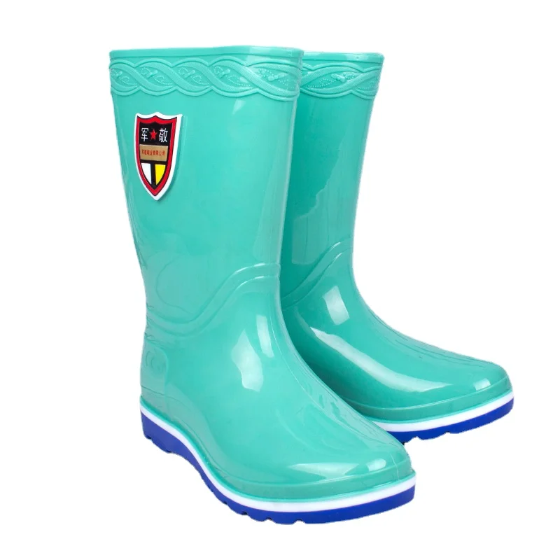 Botas de agua Tricolor de medio para mujer, zapatos resistentes al desgaste, hermosas de lluvia a prueba de tres para trabajar al libre, 36 41| | - AliExpress
