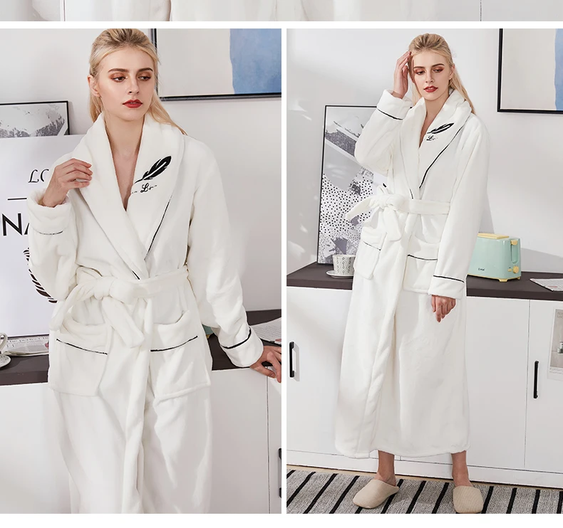Толстый теплый зимний банный халат мужской мягкий большой размер удлиненный банный халат мужской халат для мужчин и женщин фланелевые халаты