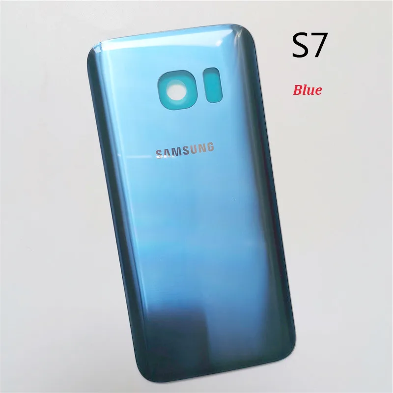 samsung galaxy s7 edge, 3D стекло, батарея, чехол на заднюю панель, защитный, запасная крышка, настоящая задняя дверь, для s7, клейкая наклейка - Цвет: s7 blue