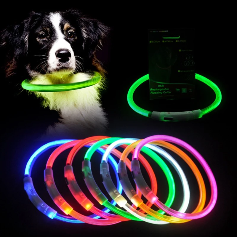 Collar para perro LED recargable por USB, collares luminosos perro, accesorios brillantes para grandes y pequeños, suministros de seguridad mascotas|Collares| - AliExpress