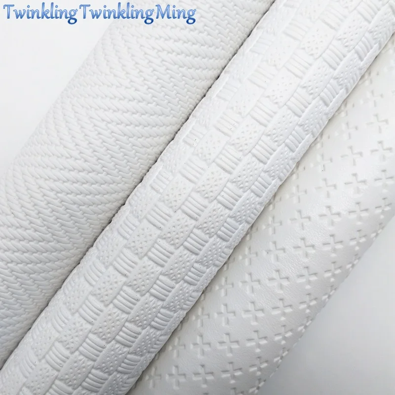 

WHITE Cross Faux Leather Fabric, Weaving Synthetic Leather Fabric Sheets For Bow A4 21x29CM Twinkling Ming XM566