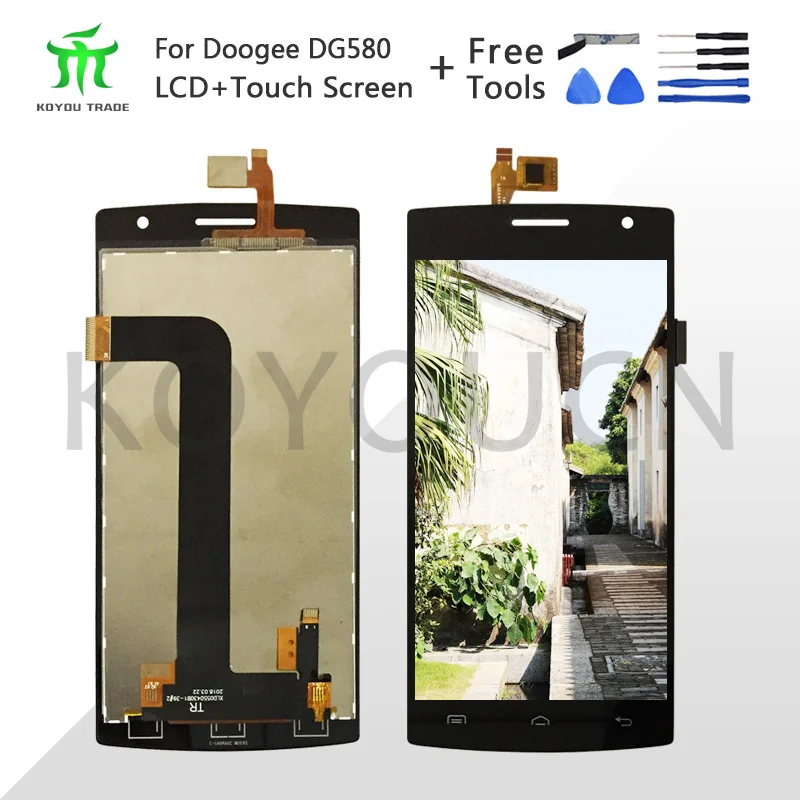 Высокое качество Черный Для Doogee Kissme DG580 ЖК-дисплей+ кодирующий преобразователь сенсорного экрана в сборе Замена для DG580 ЖК-стеклянная панель