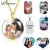 Custom Name Photo Heart Round Tag Necklace Personalized Nameplate Gold Silver Color For Women Men Customized Letter Jewelry New ► Photo 3/6