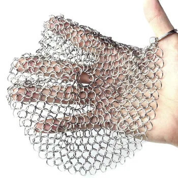

Cast Iron Cleaner Premium Stainless Steel Chainmail Scrubber Durable Anti-Rust Scrubber for Pots Skillets Griddle Pans BBQ Grill