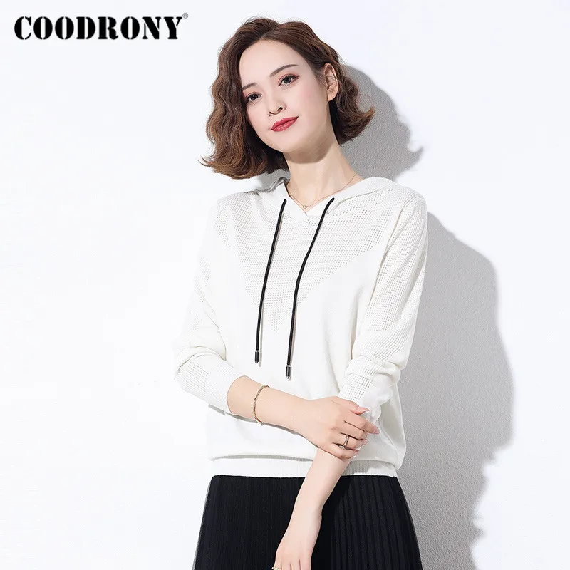 

COODRONY Brand 2020 Autumn Winter Casual Knitwear Pure Color Women Jumpers Hooded Streetwear Pullover Slim Sweaters Female W1082