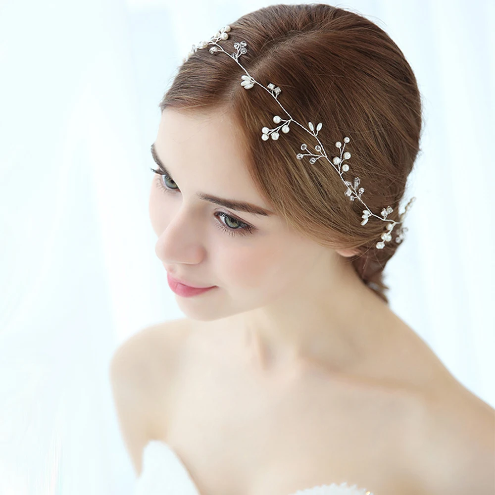 New Wedding Bride Pearl Headwear Accessory Fashion Headdress Bridesmaid Headband Ornaments Jewelry Women Hair Belt Handmade