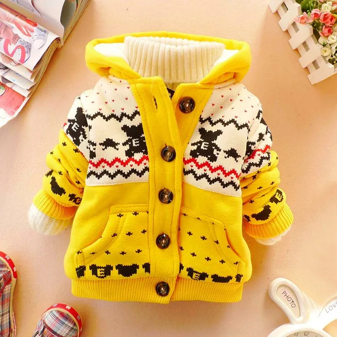 Winter Hoodies Coat Cotton Hooded Minion Jackets Autumn Children Warm Outerwear Kids Clothes Baby Clothing winter coat kids - Цвет: Золотой