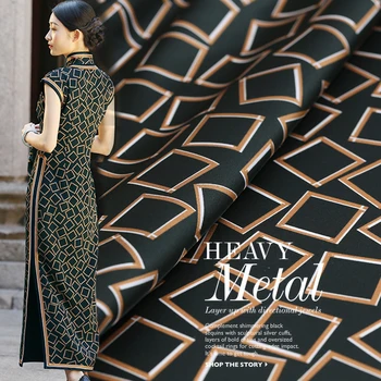 

19 Spring New 108cm wide 93%silk 7%Spandex Stain Charmeuse Fabric Geometric Figure Digital Print Cloth DIY Sewing Free Shipping