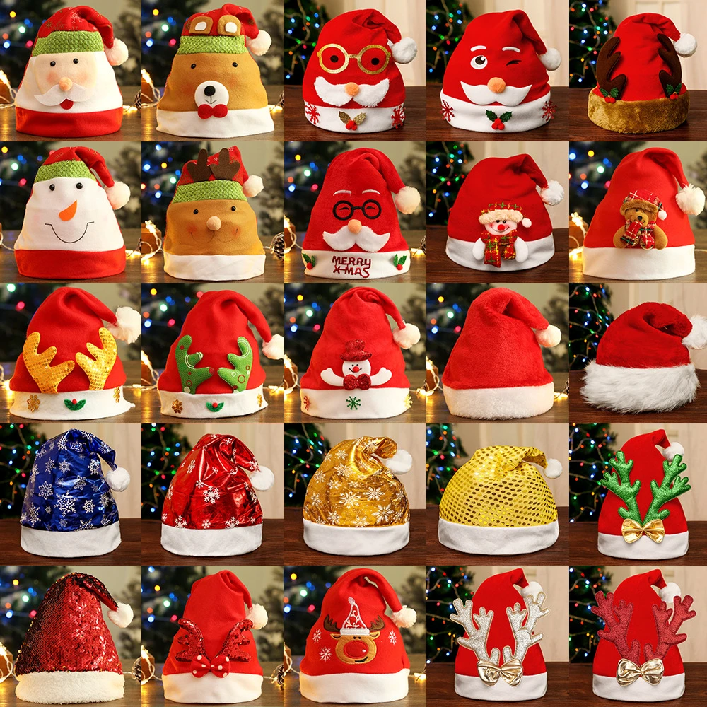 Рождественская шапка рождественские шапки Санты шапка с оленями Рождественская Детская шляпа Рождественская шляпа для взрослых Рождественское украшение для дома Прямая поставка