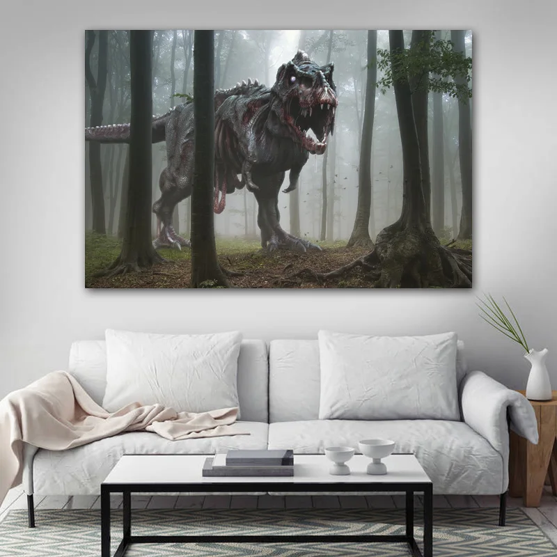 Sala de jogo dinossauro cartaz tyrannosaurus brontosaurus pterodactyl  pintura da lona parede arte imagem para sala estar decoração casa -  AliExpress