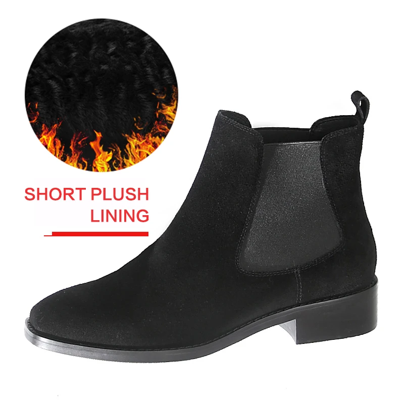 Suede and plush Женские ботинки челси Donna-in, брендовые ботинки из натуральной кожи, лаконичные ботинки ручной работы с квадратным носком - Цвет: Suede and plush