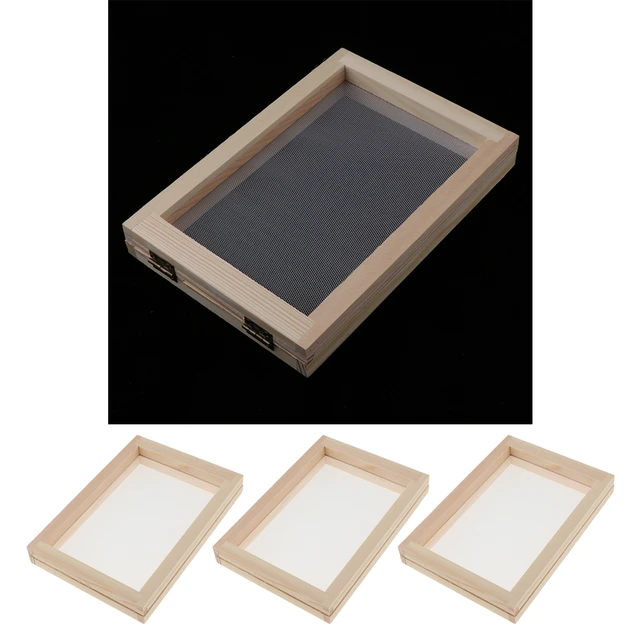 3pcs Wooden Paper Making Papermaking Mould Frame Screen Tools Rectangle  Screen Printing Frame for DIY Paper Handcraft Craft