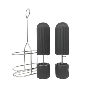 

Battery Operated Salt and Pepper Grinder Set,Electric Salt Pepper Mill,Adjustable Coarseness,with Holder,Black