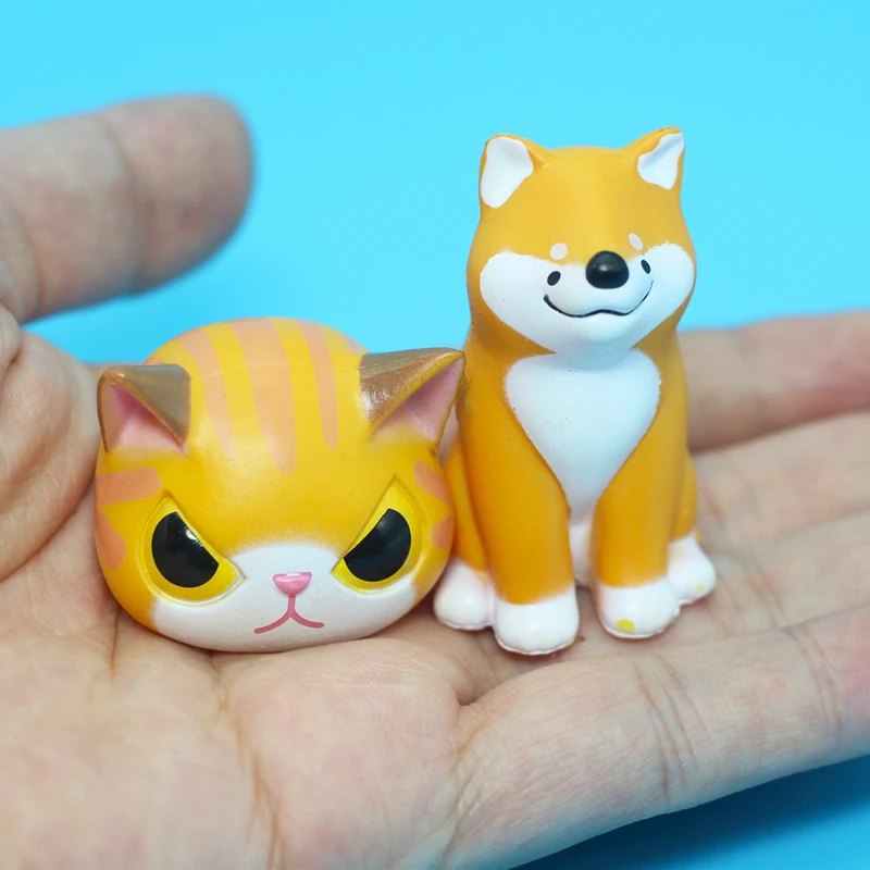 Kawaii Cute Lucky Cat Shiba Headgear Figurines Dog Bear Animals Car Gaming Desk Ornaments Home Decor Room Decoration Accessories