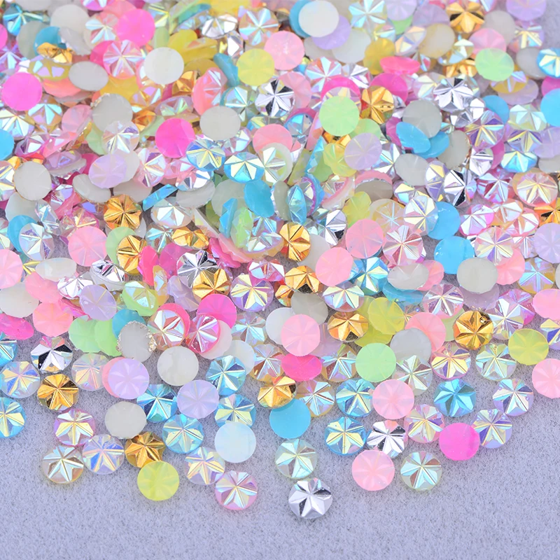 JUNAO 500 Stück 5mm Lila-Blau AB Blumen Nagelsteine Applikationen Harz Strass Kristall für Scrapbooking Basteln – Detail 17