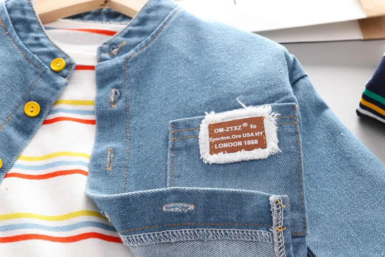 Лидер продаж комплект осенней джинсовой одежды для малышей модная рубашка в