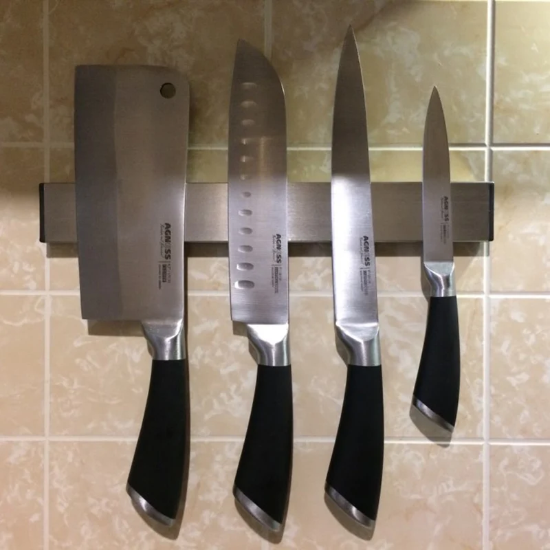 Magnetic Self-adhesive 31cm Length Knife Holder Stainless Steel 304 Block Magnet Knife Holder Rack Stand For knives