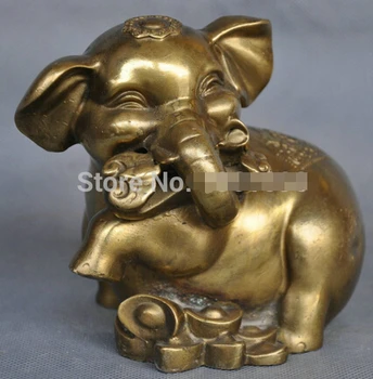

yan 0 6'' China Zodiac Monkey Carry Yuanbao Ingot Bronze Statue