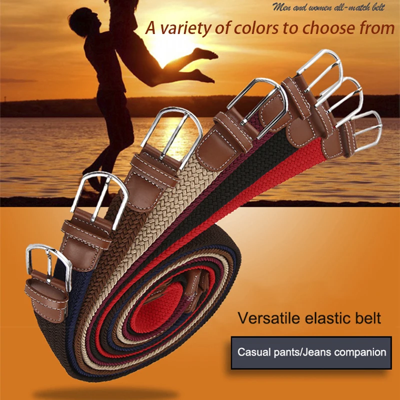 Elastic Knitted Women Man Belt Expandable Braided Stretch Woven Canvas Casual Pin Buckle Belts Plain Webbing Strap Tourzoo | Аксессуары