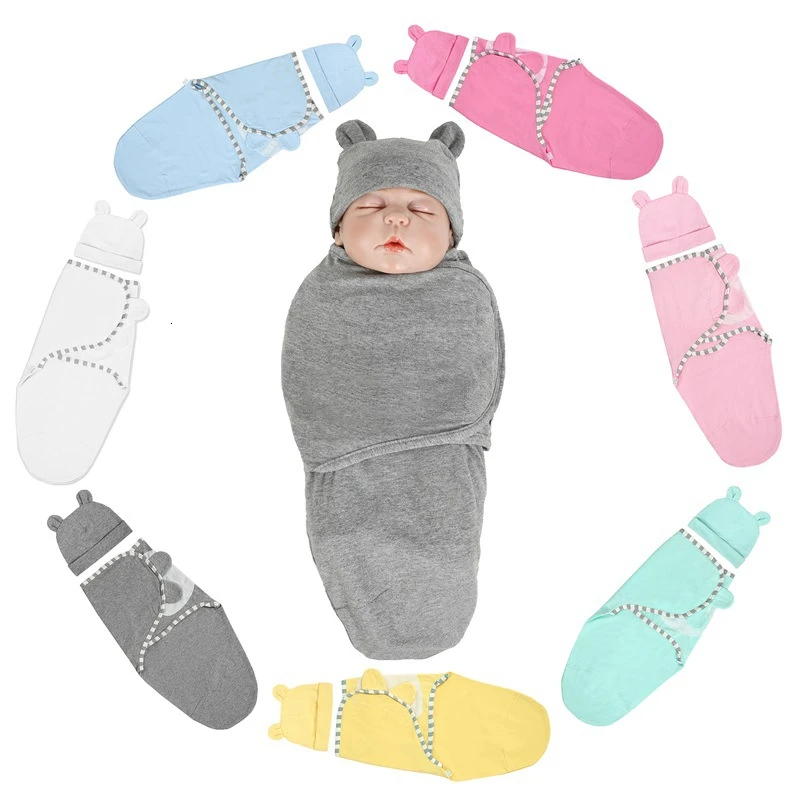 

Package A Piece Of Cloth Baby Receiving Blanket Full Cotton Baby Cap + Sleeping Bag Suit zero- March Rabbit Ear Cap