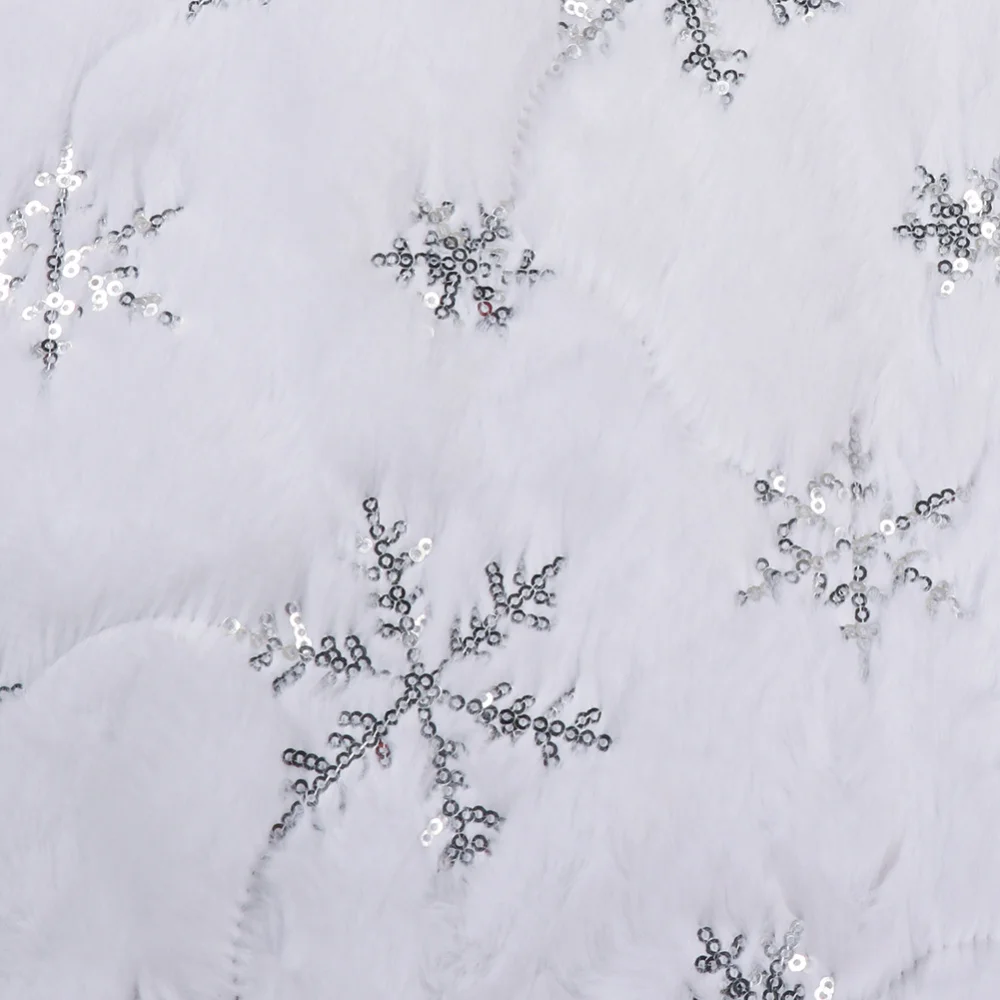 OHEART 122 см Искусственный мех Рождественская елка юбка плюш белый ковер со снежинками блестки украшения для рождества, Нового года, дома, вечерние