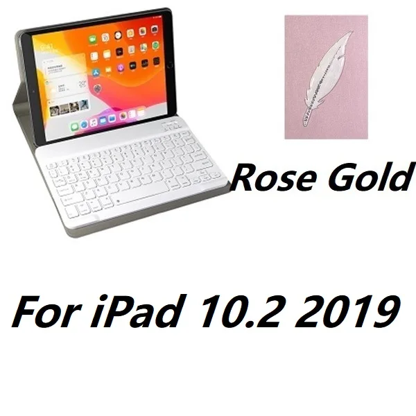 Кожаный чехол с небесным пером, чехол с Bluetooth клавиатурой для iPad Mini 4 5 iPad 9,7 Pro 10,5 11 дюймов Air 10,2 - Цвет: For iPad 10.2 Rgold