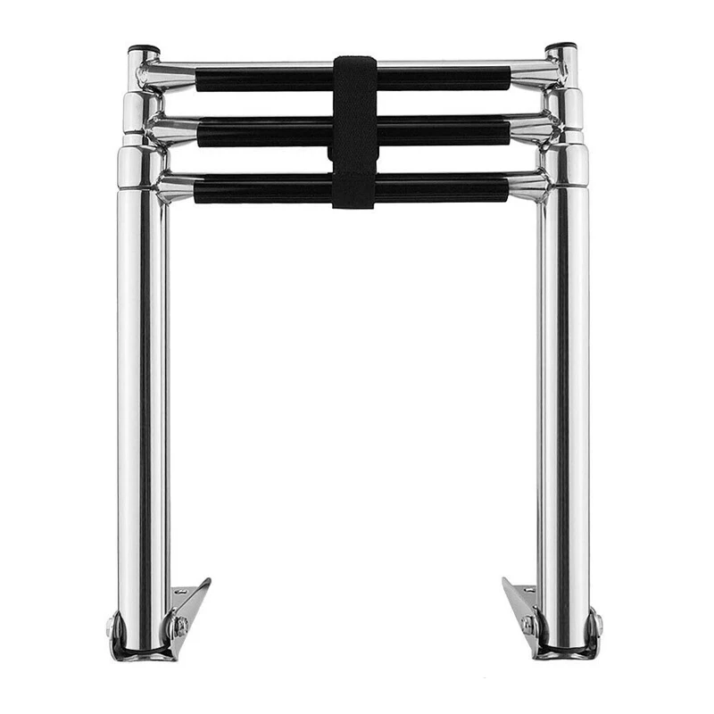 3-Step Boat Ladder Stainless Steel Marine Deck Folding Telescoping Swimming Upper Platform Ladder Hardware 2pcs boat marine hinged upper jaw slide hinge hardware fittings 316 stainless steel 20mm 22mm 25mm 30mm 32mm