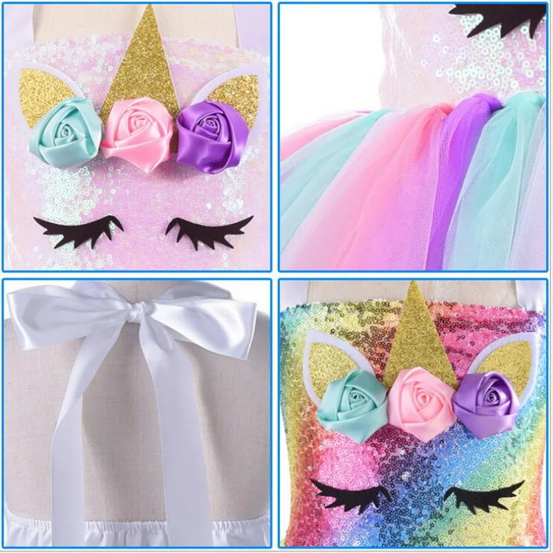 Girls Christmas Glowing Unicorn Costume Kids Birthday Party Sequin Rainbow LED Lights Tutu Dresses Set World Book Day Gifts sexy anime cosplay