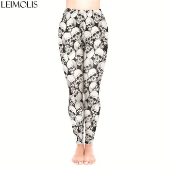 

LEIMOLIS 3D print Gothic skull black fitness push up workout leggings women Harajuku High Waist punk rock sexy leggins