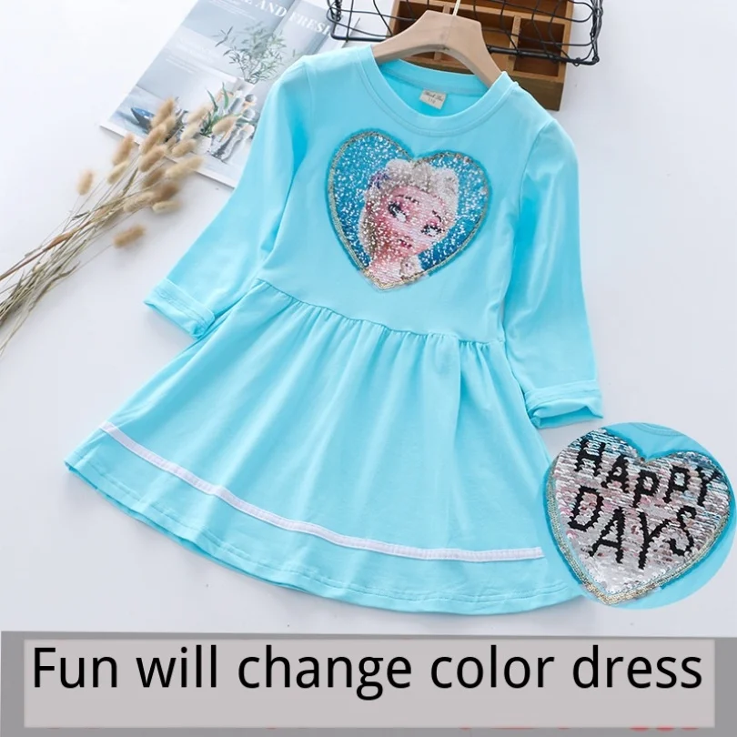 Платье для маленьких девочек; костюм единорога с блестками; детская одежда принцессы; детское праздничное платье Эльзы; одежда для малыша; модное платье с длинными рукавами