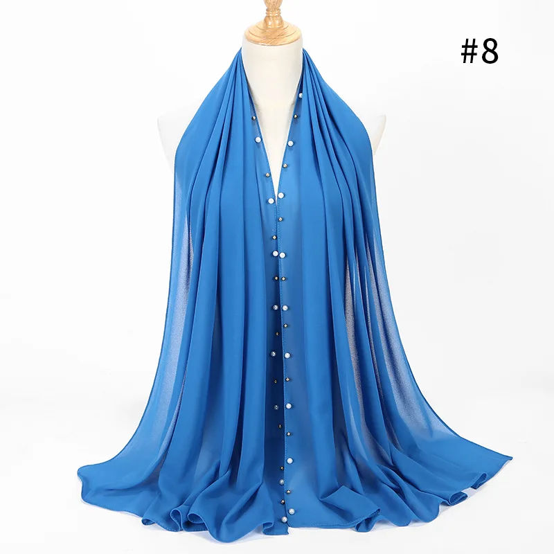 women pearl bubble chiffon scarf Head hijab wrap full cover-up shawls foulard femme headscarf crinkle muslim hijabs stole