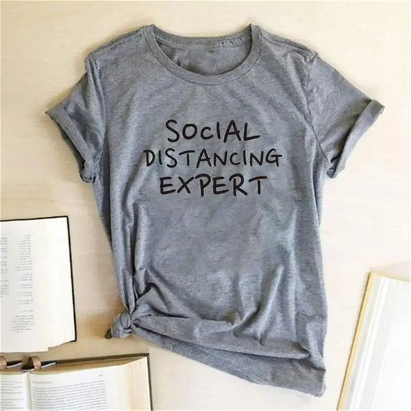

New Arrival Short Sleeve Cotton Social Disassociate Expert Printed T-Shirt For Women T-Shirt Women Harajuku Female Plus Size
