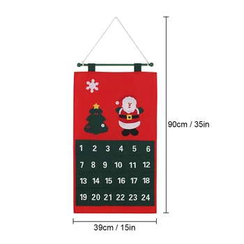 

New Christmas Santa Advent Calendar X'mas Christmas Advent Calendar Fabric Countdown Wall Hanging Calendar Christmas Decoration