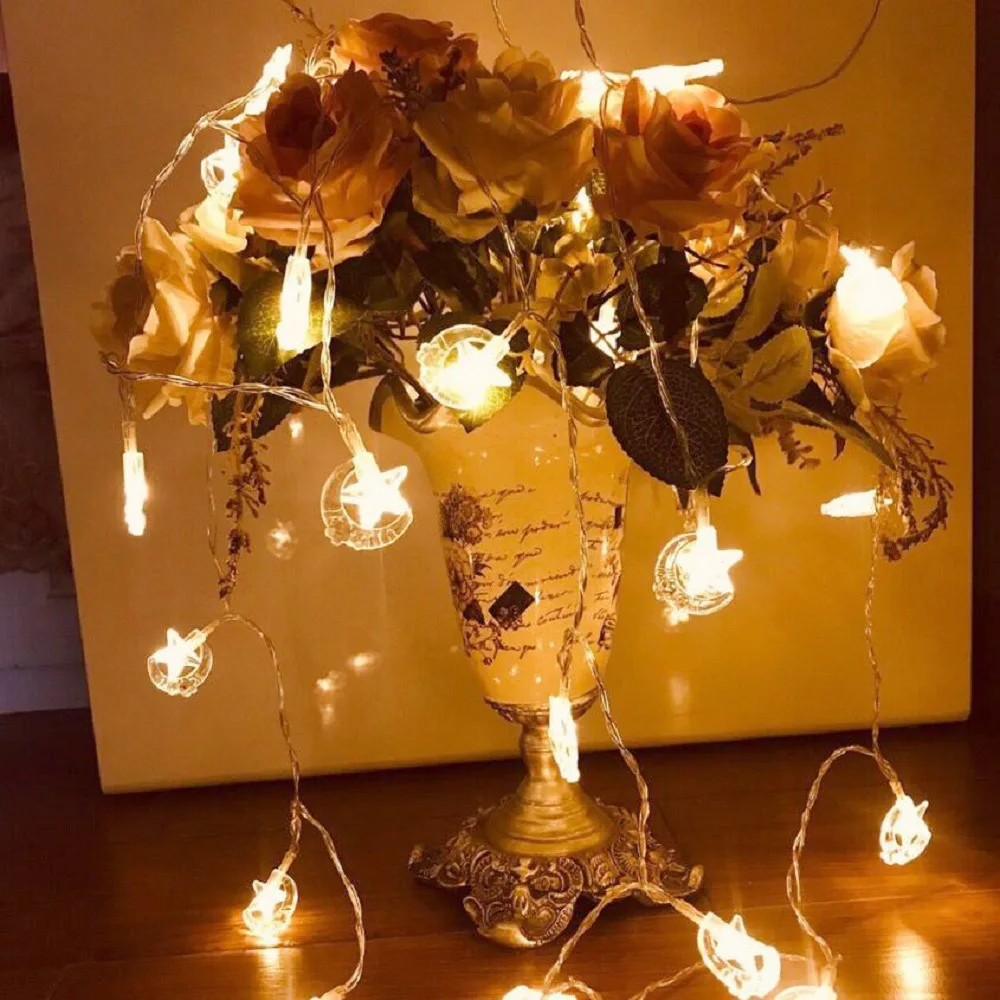 

Moon Star Curtain Lights Garlands Lights LED Fairy Lights String for Christmas Wedding Birthday Decoration Lamps Party Supplies