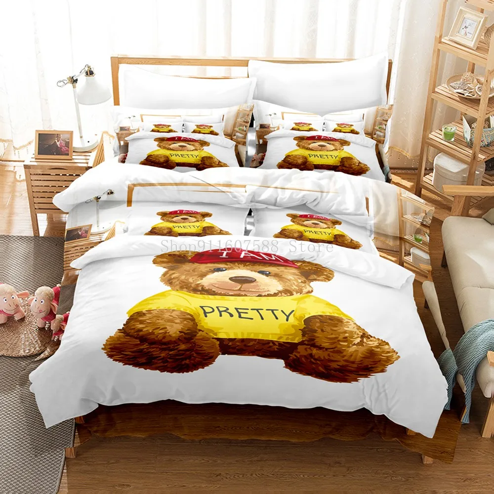 Cartoon Teddy Bear Duvet Cover 3d Print 