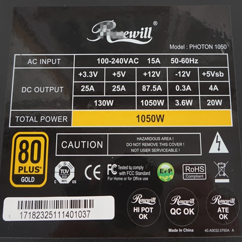 PSU для Rosewill полный модульный 80 плюс золото широкий Mute игра источник питания 1200 Вт/1050 Вт/850 Вт блок питания Фотон 1200/1050/850