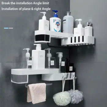 

Seamless Rotating Tripod Seamlessly Adjustable Closet Shelf Organizer Wall Rack No Drilling Kitchen Storage Bathroom Accessories